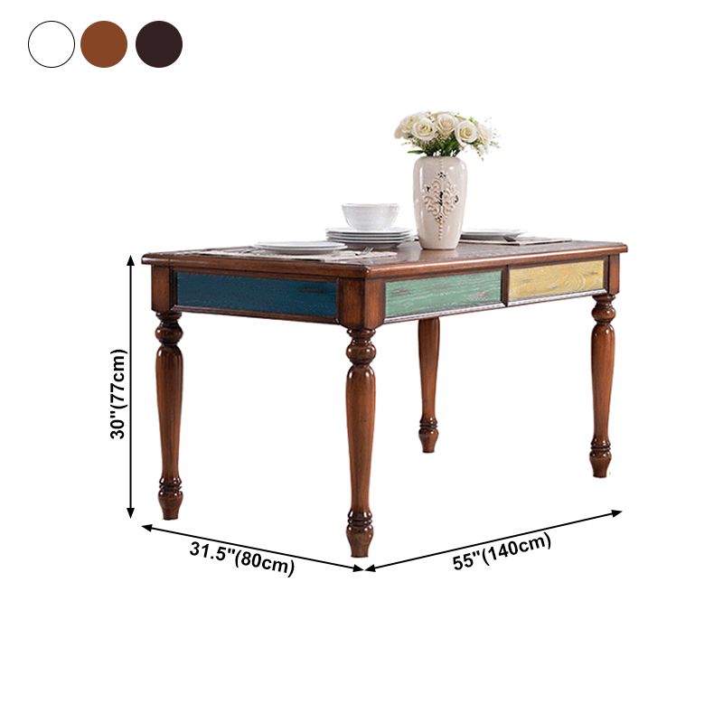 Mid-Century Rectangle Dining Site Table Solid Wood Table,55"L x 31.5"W x 29.5"H