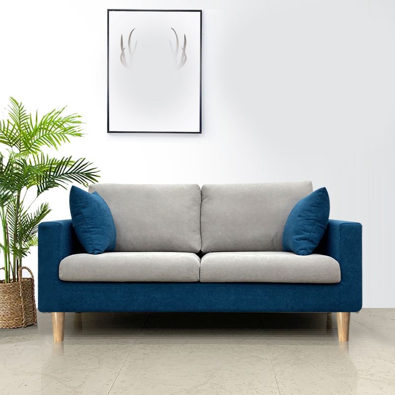 Contemporary Fabric Stationary Square Arm Loveseat with Loose Back