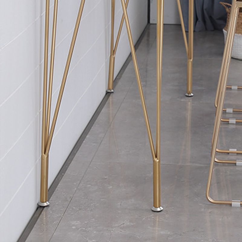 Glam Style Rectangle Bar Table Wood Bar Height Table with 4 Legs