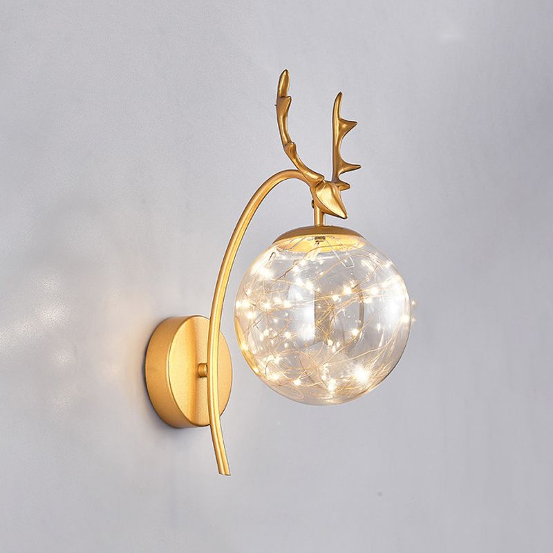 Modern Style Spherical Shape Wall Sconce Metal 1 Light Sconce Lighting for Bedroom