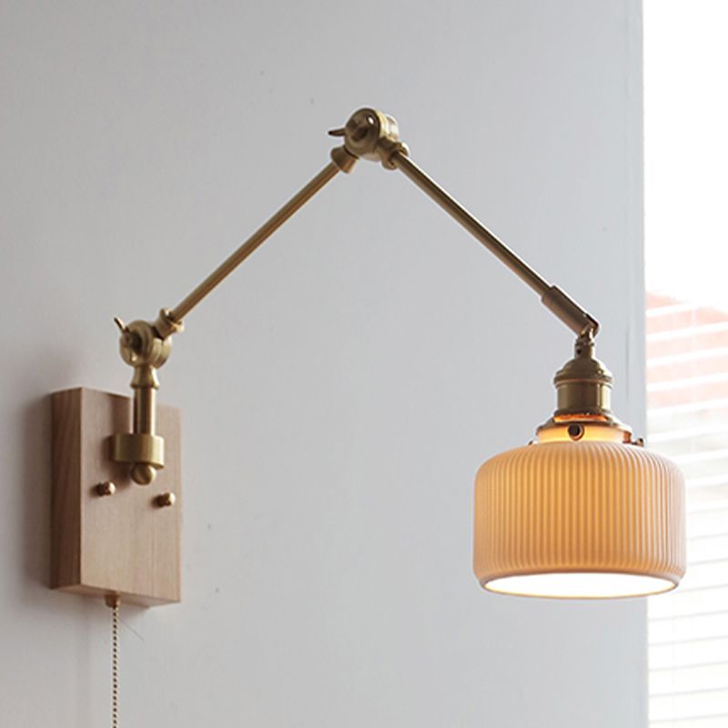 Swing Arm Wall Lamp Modern Ceramic Sconce Lighting for Bedroom