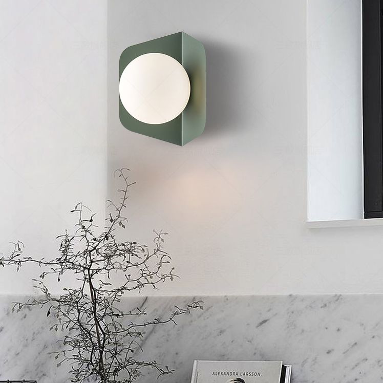 Metal colorido de lámpara de montura de montaje de montaje tono de vidrio 1 lámpara de pared de macarrón ligero apliques