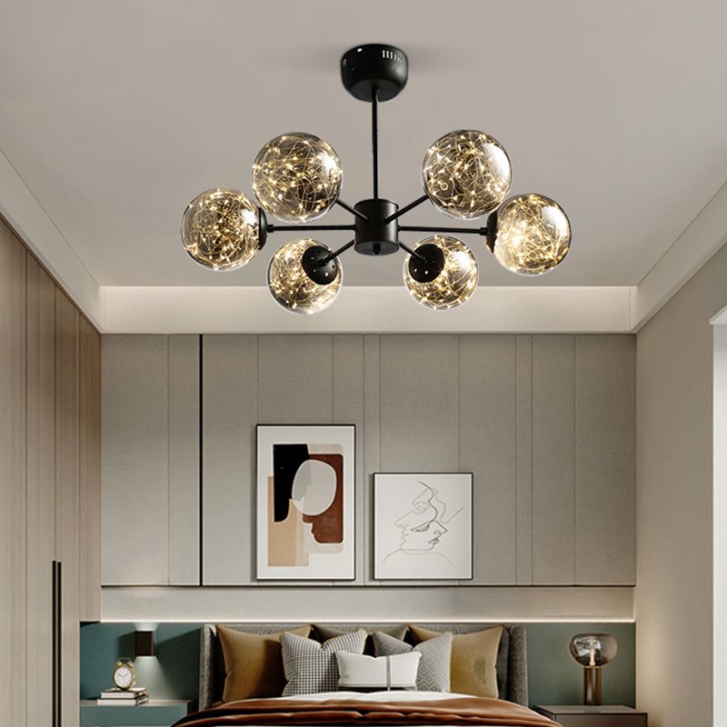Stile di semplicità Nordic Orb vetro lampadario LED LED LIGHT SCARICA ALIMENTAZIONE MOLECOLA PENSI
