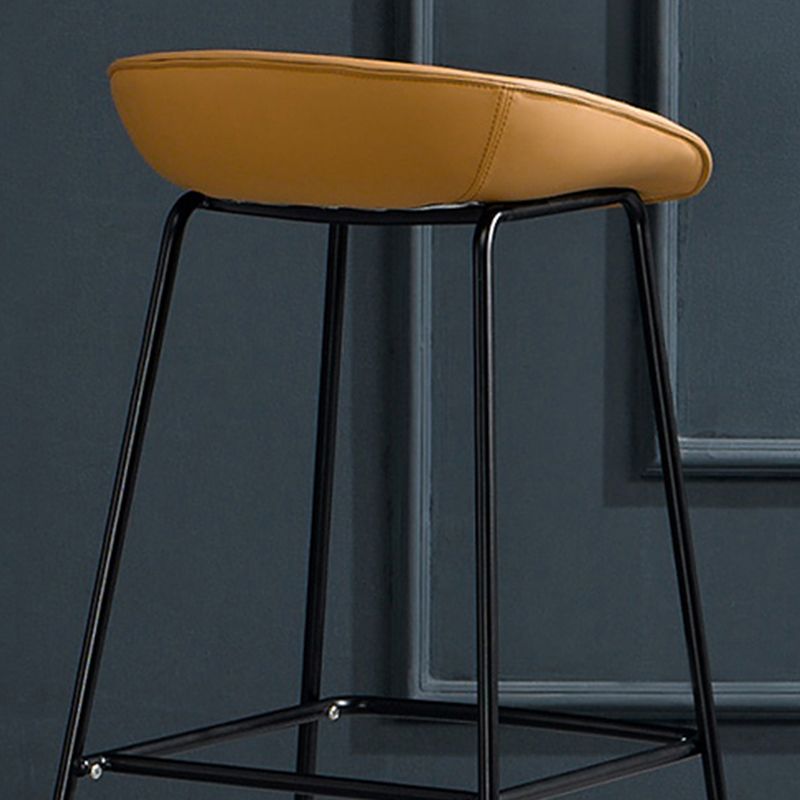 Contemporary Faux Leather Counter Stool Counter Height Bar Stool with Footrest