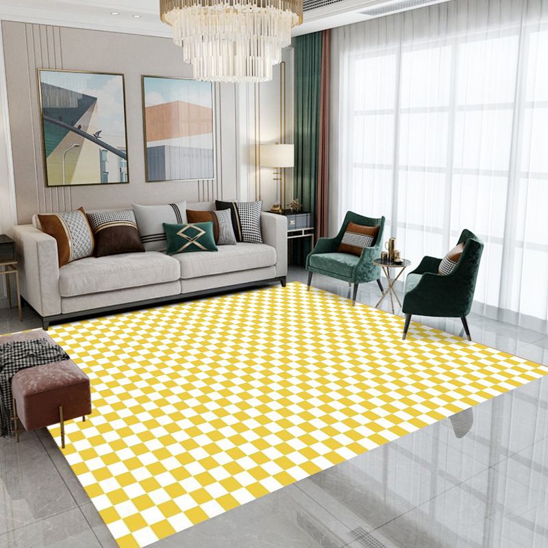 Checkered Geometric Style Rug Indoor Rug Easy Care Pet Friendly Machine Washable Carpet