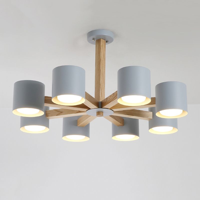 Multi -Licht zylindrisch -Ast Hanging Lights Moderne Makkaronstil Metal Hanging Lighting