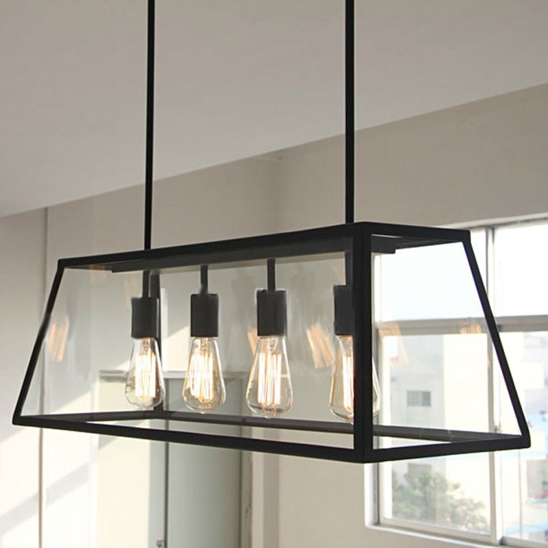 Vetro 4 luci isola a ciondolo luci trapezoids industrial isola lampade per bar