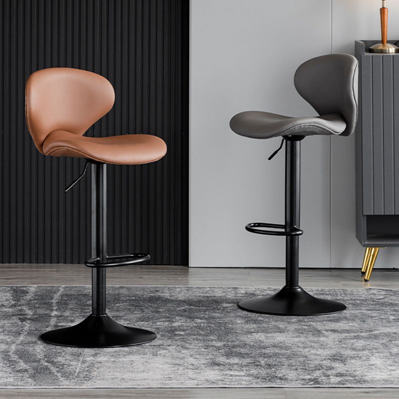 Swivel Adjustable Height Bar Stool Industrial Faux Leather Bar Stool with Footrest