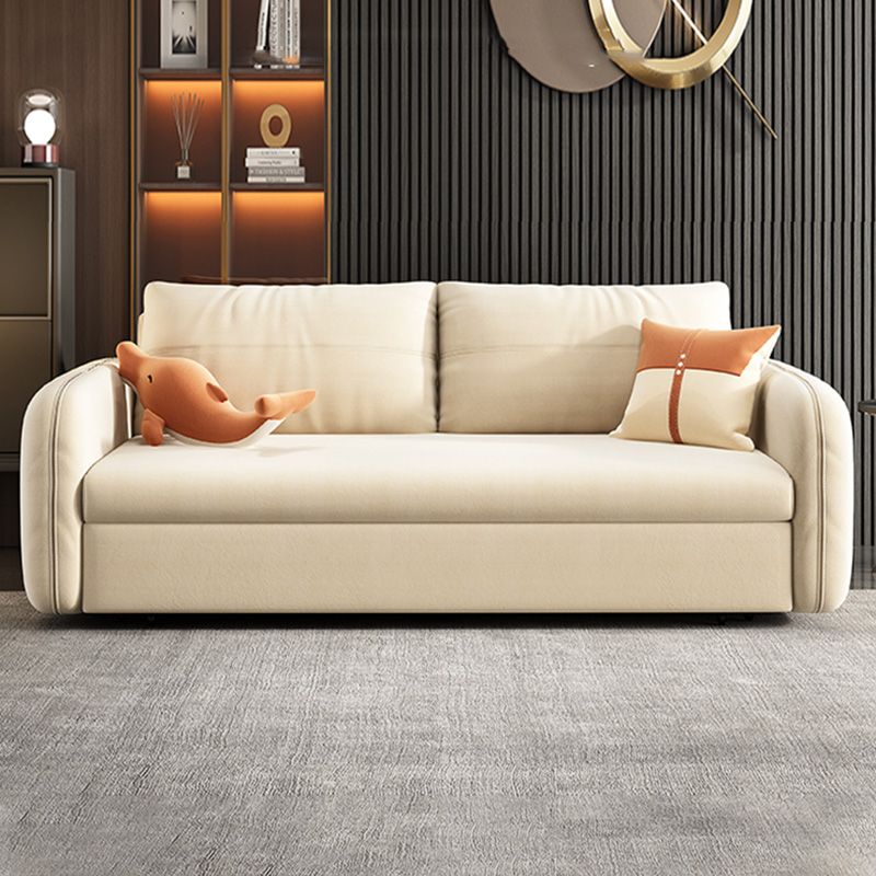 Glam Fabric Sleeper Sofa Upholstered Futon Sofa Bed in White