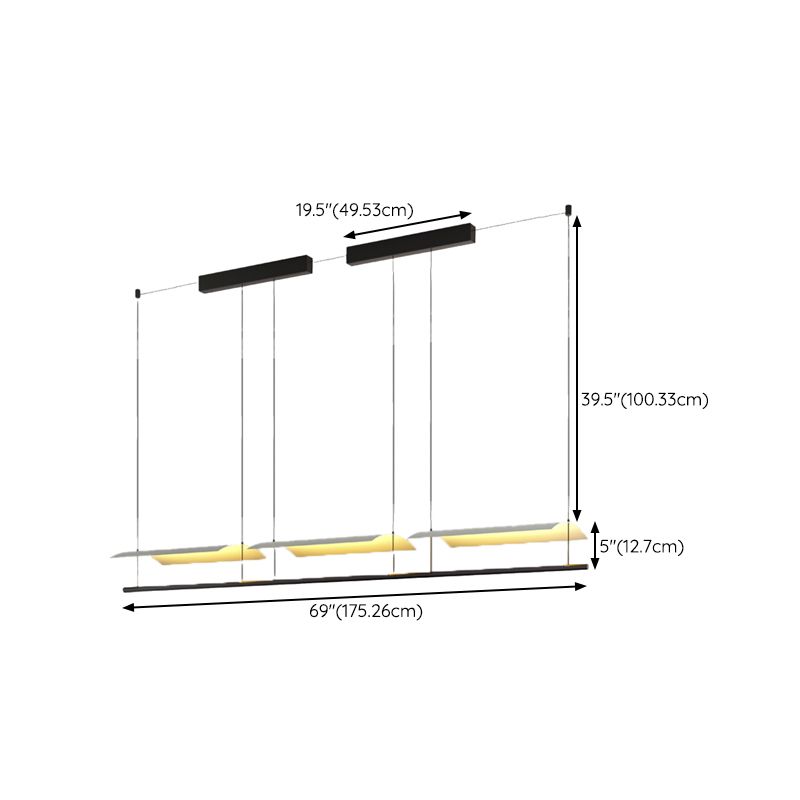 Black and White Kitchen Island Fixture Linear Modern Iron Pendant Light