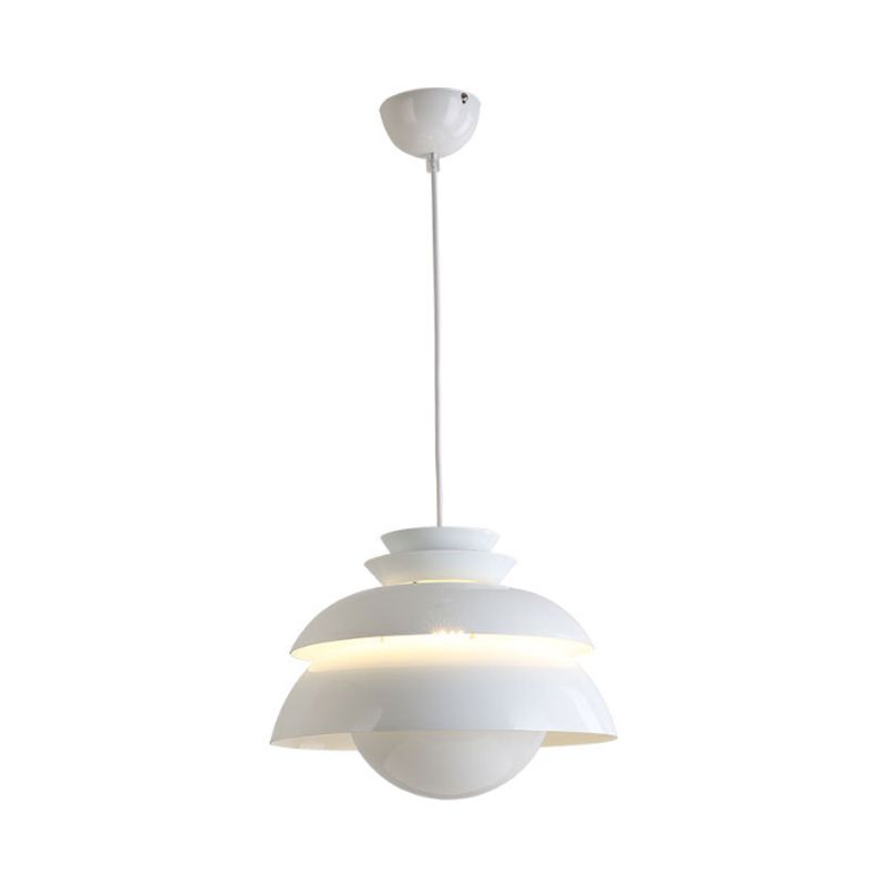 Lámpara contemporánea de Luz Cancar de nivel blanco 1 lámpara colgante metálica de 1 luces con sombra acampanada para restaurante