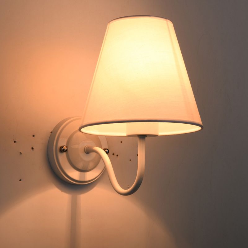 Classic Tapered Shade Wall Light 1-Light Fabric Wall Lighting Fixture for Corridor