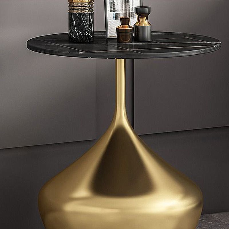 Modern Single Pedestal Base Solid Color Metal Round End Table