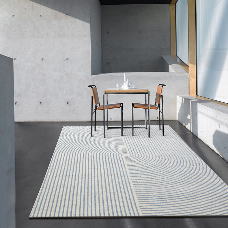 Grey Modern Area Carpet Polyester Stripe Pattern Rug Easy Care Area Rug for Home Decor