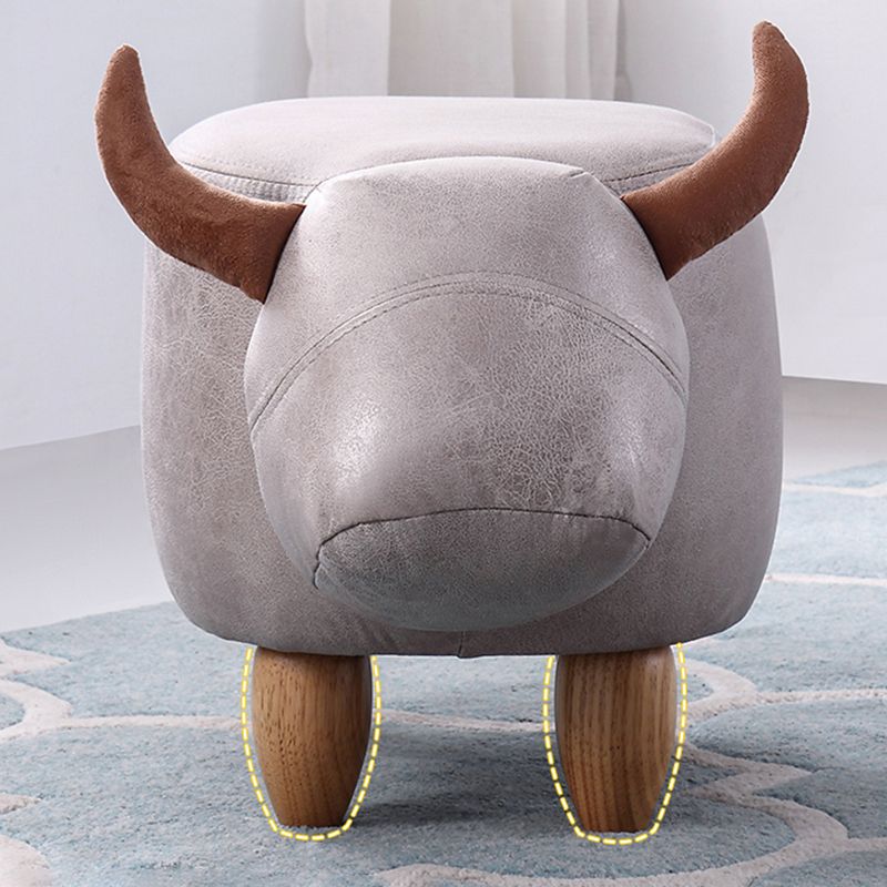 Contemporary Standard Ottoman with Upholstered Faux Leather Top Pouf