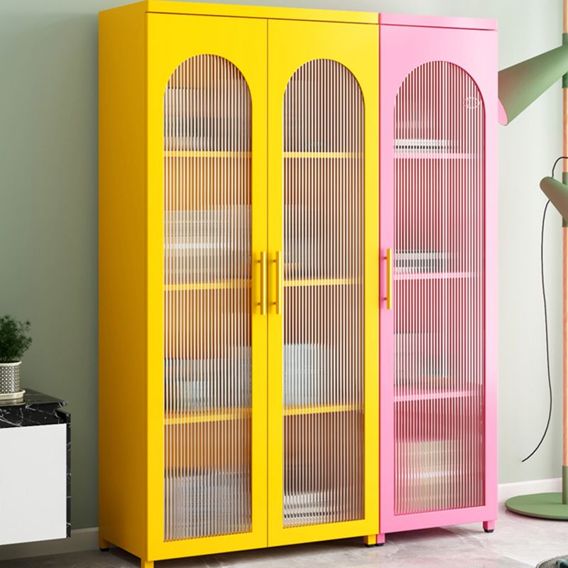 Contemporary Metal Standard Bookcase Closed Back Vertical Bookcase with Glass Door