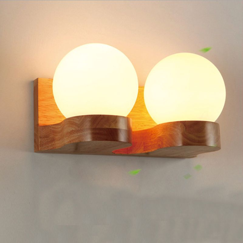 2 LA LA LA LUCCHI LIGHT SCONCE ROUND SCONCIO MODERNO SECCHIO STILO ALLIGHITÀ DELLA parete in legno in marrone