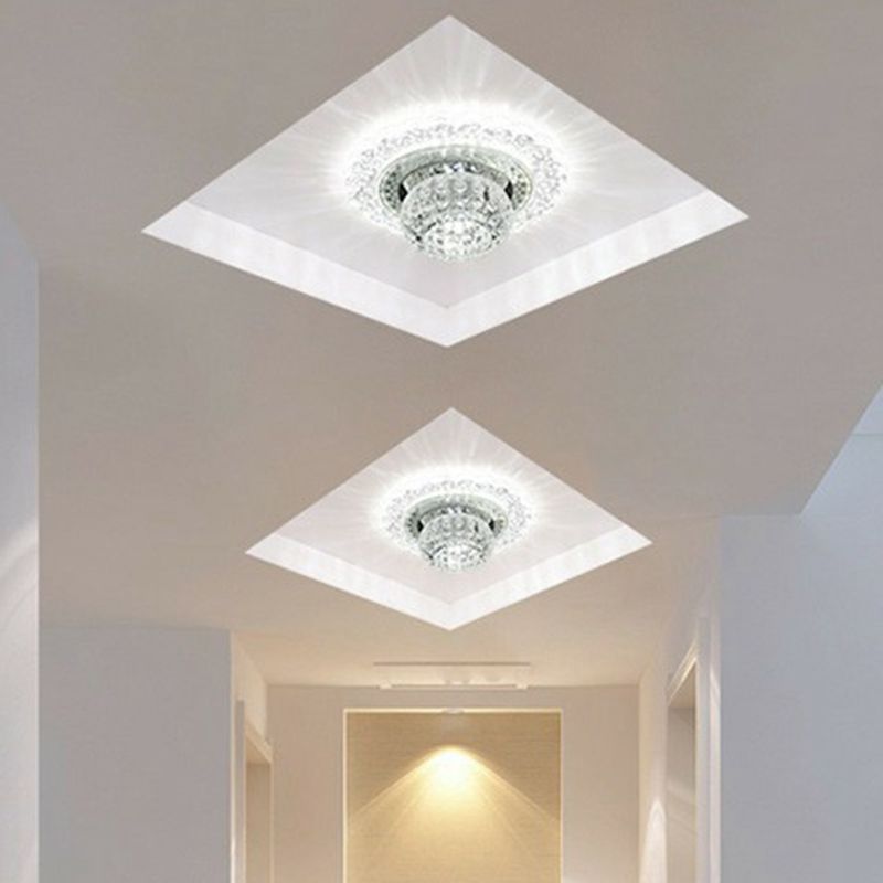 Dimpled Clear Crystal Ceiling Light Modernist LED Flush-Mount Light Fixture for Aisle