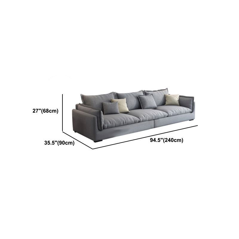 Nordic Loose Back Linen Sofa & Chaise Square Arm Cushions Sofa