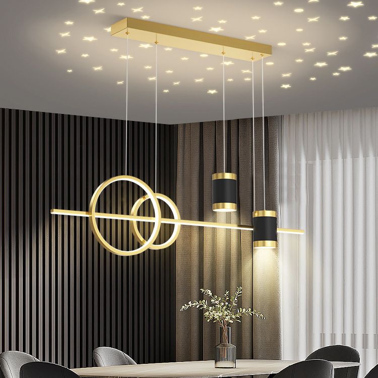 5 Lumières de l'île géométrique légère modernisme Metal Island Lights Fixtures pour salle à manger