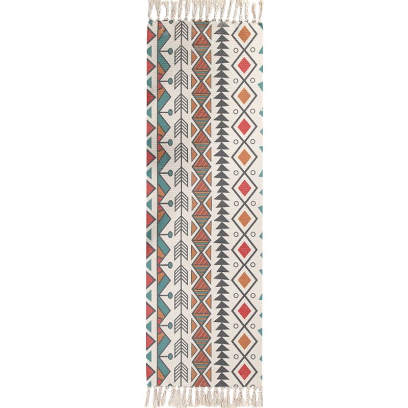 Alfombra geométrica bohemia alfombra geométrica alfombra de algodón multicolor de algodón sin deslizamiento alfombra lavable para mascotas para dormitorio
