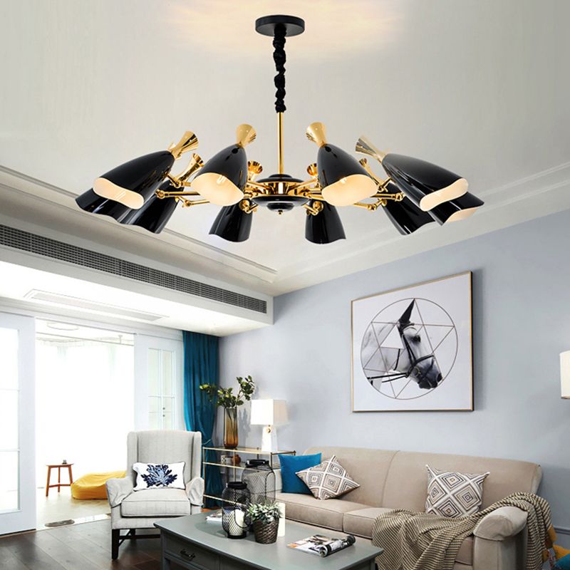 Metal Shaded Chandelier Light Fixture Modern Style Pendant Light Fixture in Black