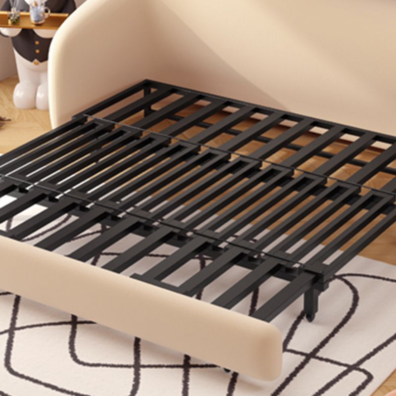 Upholstered Sleeper Sofa in Light Yellow Modernism Curved Sleeper Sofa