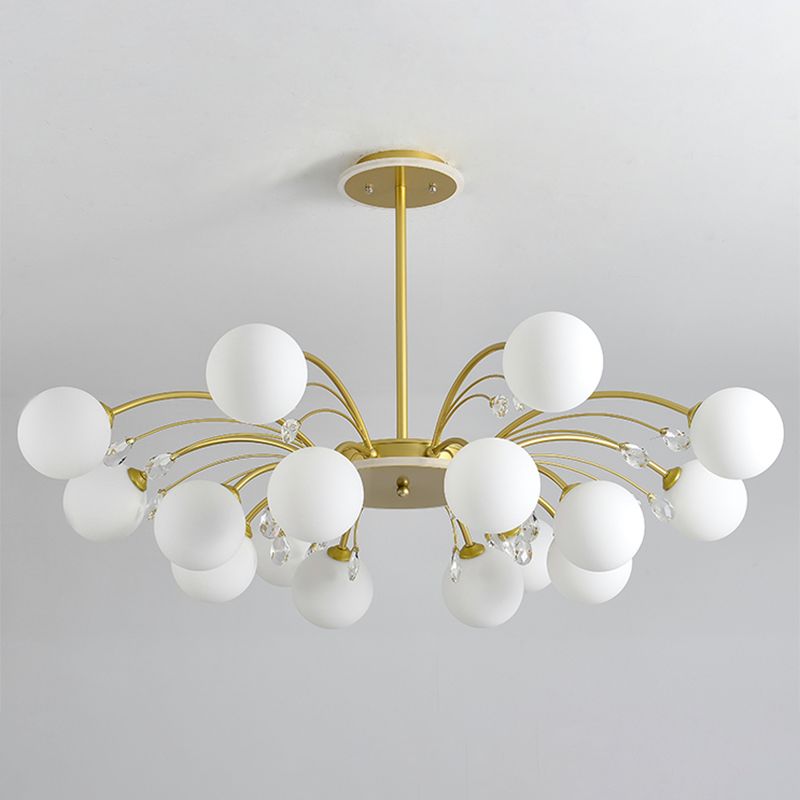 Contemporary Modo Chandelier Lighting Opal Frosted Glass Sitting Room Ceiling Hang Light