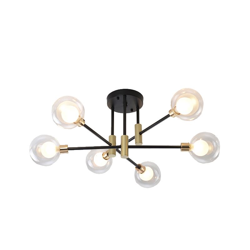 Contemporary Sphere Flush Light Fixture Glass Flush Mount Lights in Black