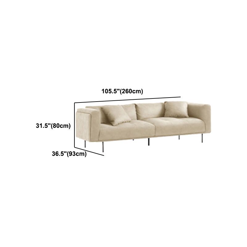Nordic Style Sectional Feather Cushion Filled Flannelette Beige Sofa