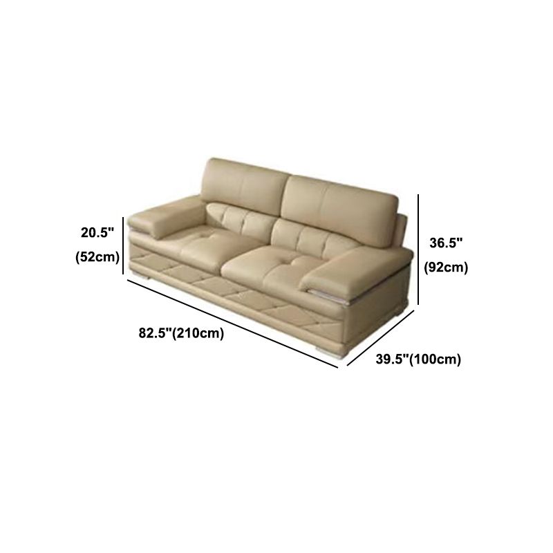 Genuine Leather Sofa & Chaise Modern Tufted Pillow Top Arm Sofa