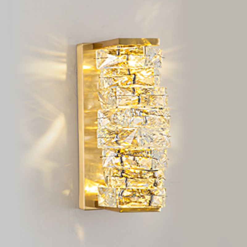 Modern Unique Shape Wall Mount Light Fixture Crystal Sconce Lamp in Gold