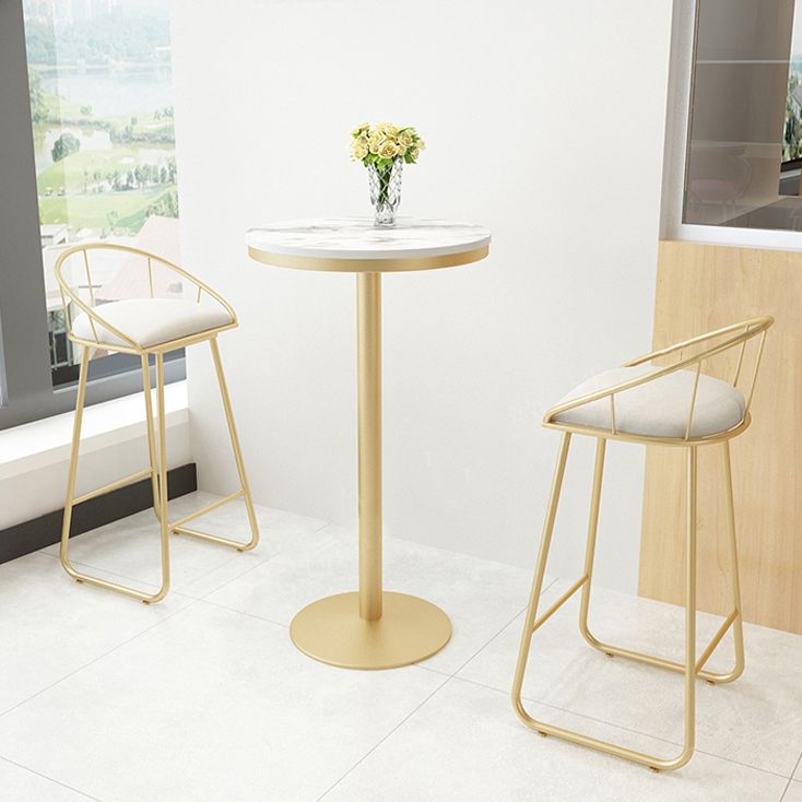 Stone Bar Dining Table Glam Round Bar Table with Pedestal for Dining Room