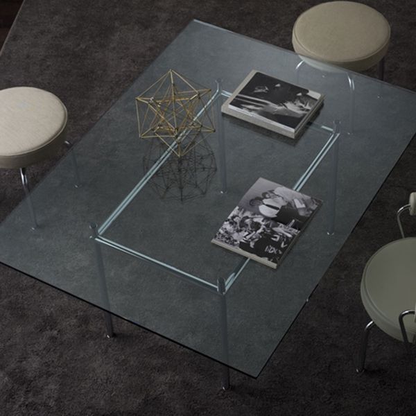 Mesa de comedor rectangular contemporánea mesa interior con 4 patas de metal
