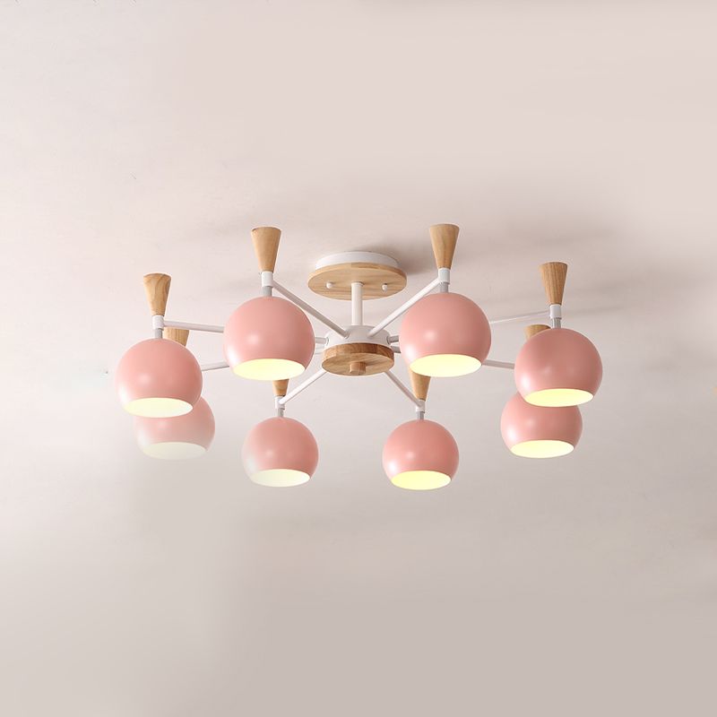 Nordic Metal Ceiling Light Colorful Bowl Shape Flush Mount Light for Bedroom