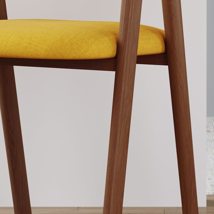 Contemporary Brown Kitchen Dining Arm Chair Wood Opening Back Dining Arm Chair