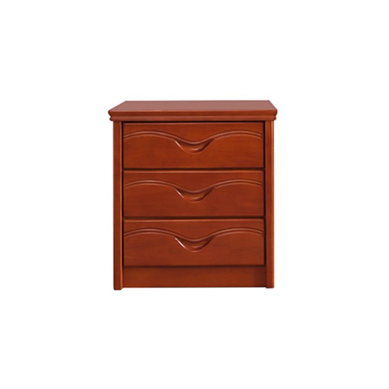 Mid-Century Modern Brown Accent Chest with Drawers Chest in Rubberwood