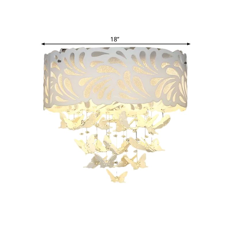 8/12-Head/LED Conical Flush Light Contemporary Crystal Drop Close to Ceiling Lighting in White, 18"/23.5"/12.5" Wide