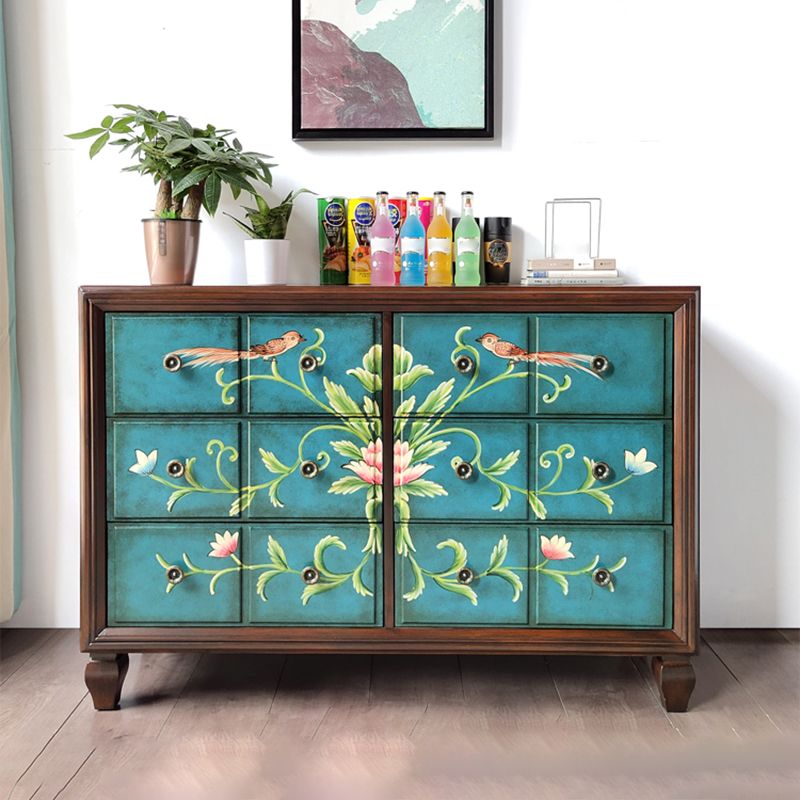 Mid-Century Modern Knobs Chest with Turned Legs Accent Chest