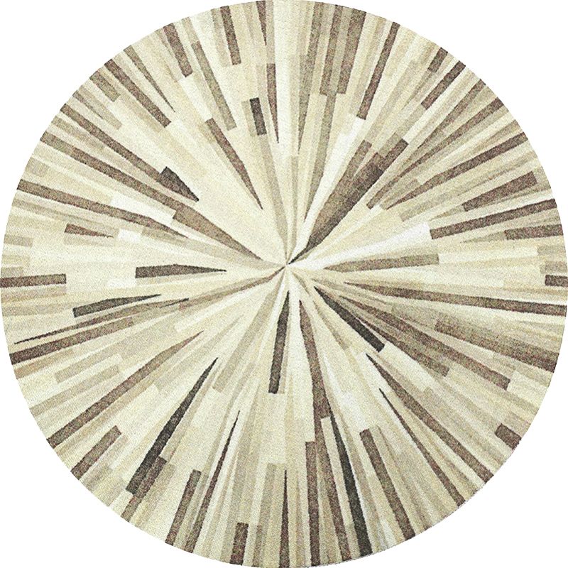 Decorative Brown Novelty Rug Polyester Radial Pattern Area Carpet Washable Non-Slip Backing Pet Friendly Rug for Living Room