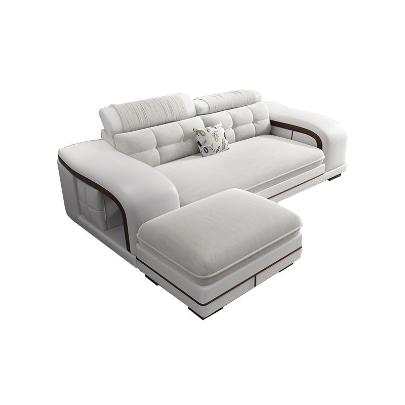 Velvet and Faux Leather Sloped Arms Modular Sectionals Sofa for Living Room