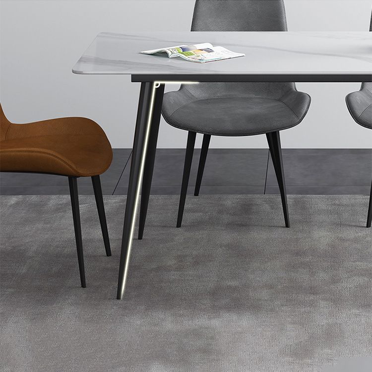 Industrial Rectangle Stone Table Standard Height Kitchen Table with 4 Legs