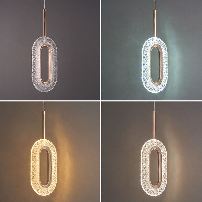 One-Light Oval Acrylic Frame Pendant Light Modern Golden Pendant Lighting