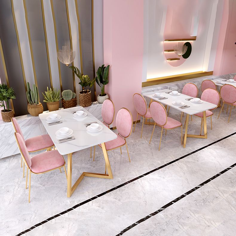 Glam Iron Dinette Set 1/2/5 Pieces Rectangle Sintered Stone Top Dining Table Set