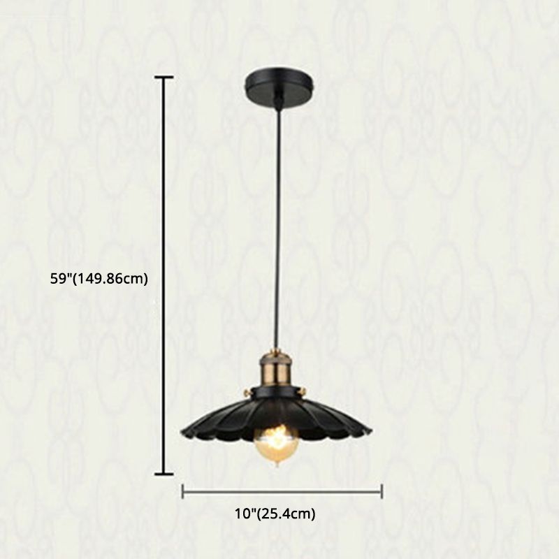 Lampada industriale a sospensione mini bulbo retrò in ottone con tonalità di piattino nero con tonalità nera