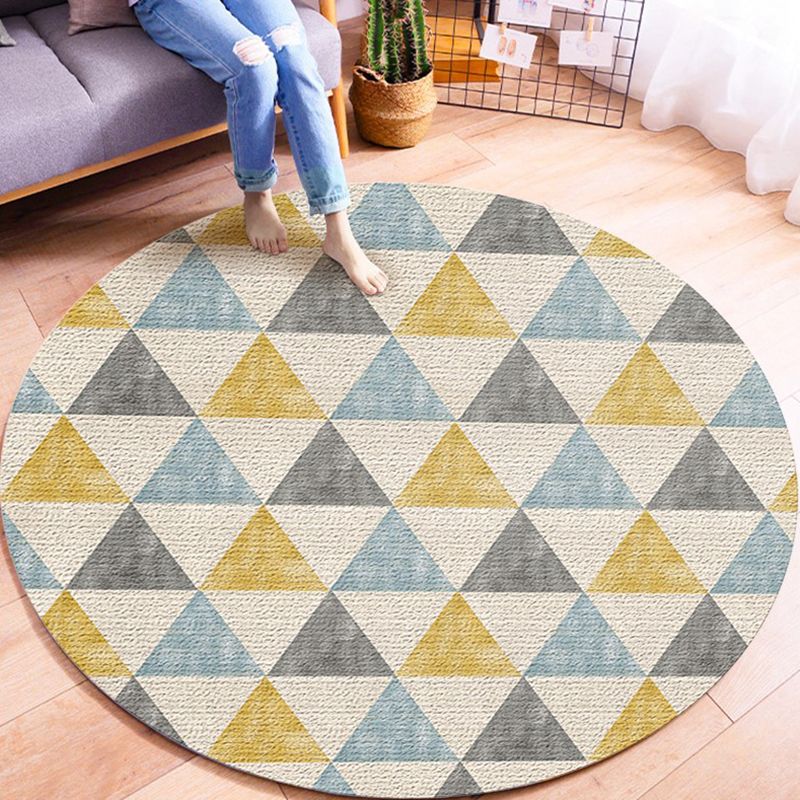 Multi-colour moderne ronde tapijt trendy geometrie patroon gebied tapijt polyester polyester gemakkelijke verzorging niet-slip achterste tapijt voor woningdecoratie
