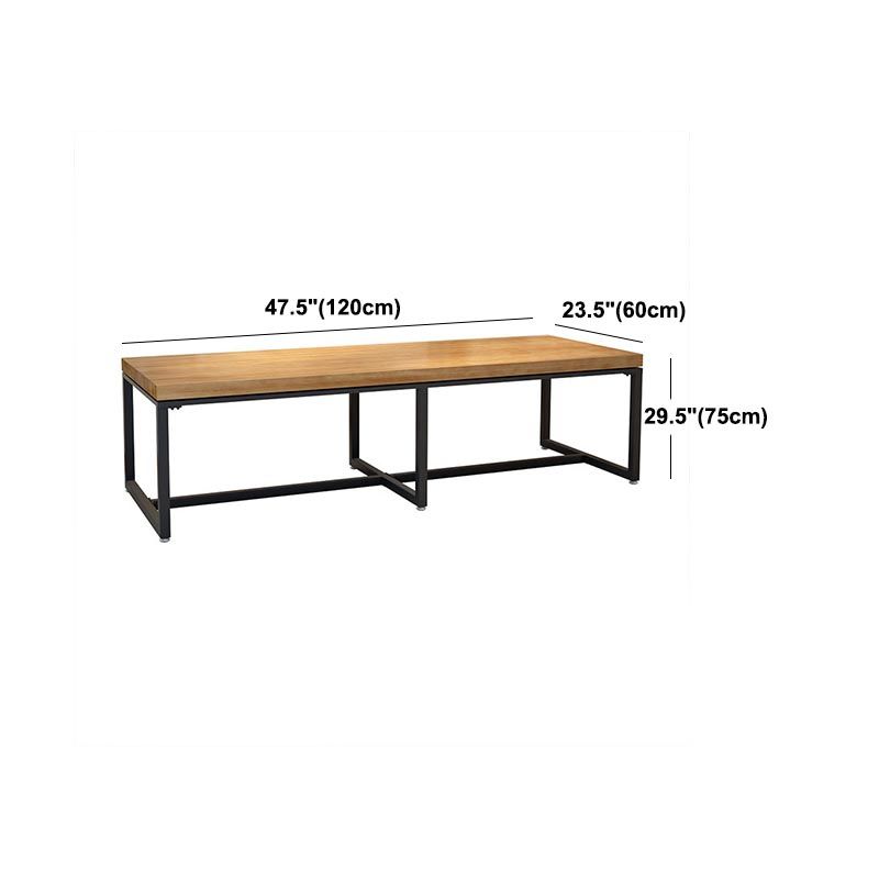 Black Metal Trestle Base Dining Table Rectangle Solid Wood Top Kitchen Dining Table
