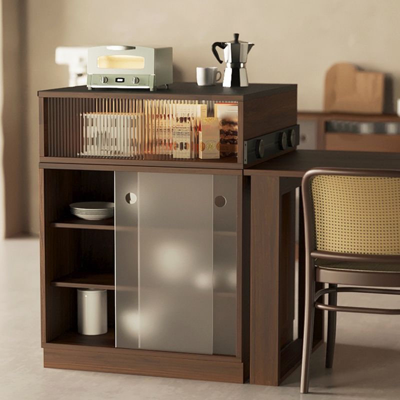 Contemporary Brown Walnut Kitchen Island Table for Dining Room