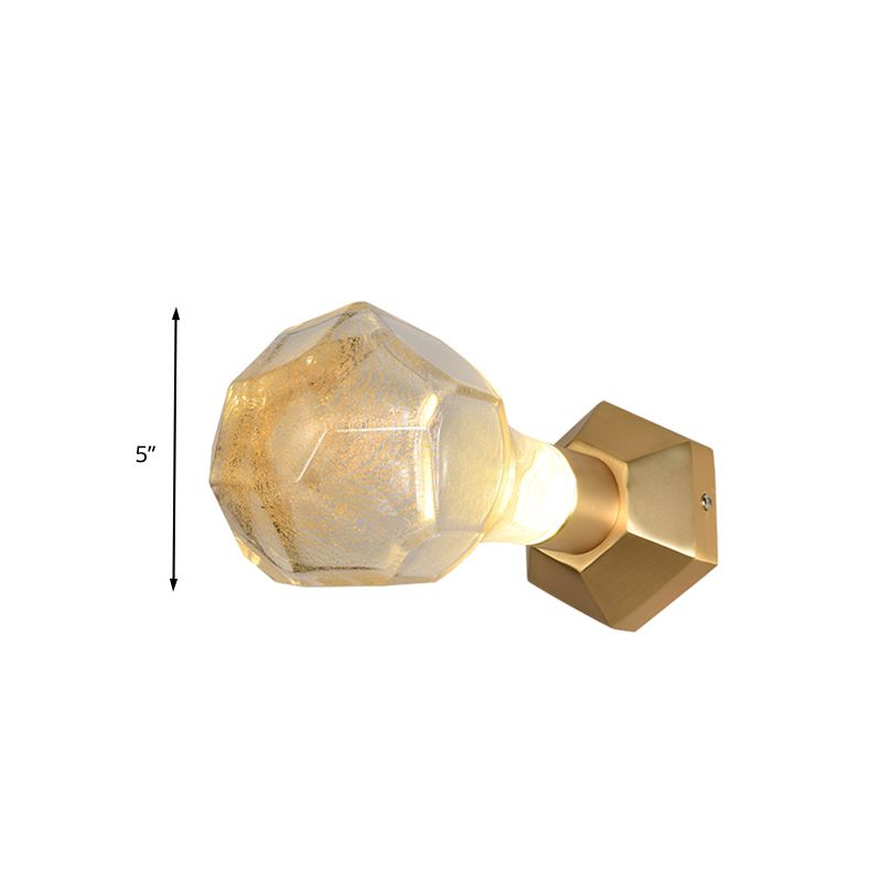 Tradicionalismo lámpara de montaje de pared geométrica LED Glass Vidia de vidrio Luz de pared en oro para restaurante