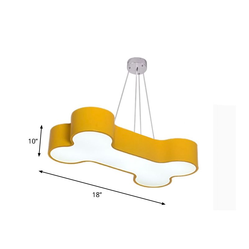 Yellow Bone Ceiling Suspension Lamp Kids LED Acrylic Pendant Chandelier for Kindergarten